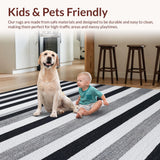 Ultra Soft Area Rug, Non Slip, Stain Resistant, Washable Area Rugs for Living Room, Bedroom, Monochrome Harmony Geometric Striped Carpet Washable Reversible Decor(Black)
