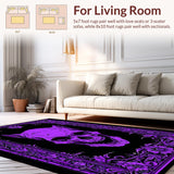 Ultra Soft Area Rug, Non Slip, Stain Resistant, Washable Area Rugs for Living Room, Bedroom, Mystical Skull Patterned Art(Purple)