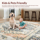 Ultra Soft Area Rug, Non Slip, Stain Resistant, Washable Area Rugs for Living Room, Bedroom, Elegant Beige and Grey with Faded Eastern Style Medallion Floral(Beige)