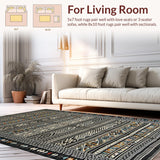 Ultra Soft Area Rug, Non Slip, Stain Resistant, Washable Area Rugs for Living Room, Bedroom, Sleek Black Geometric Aesthetic(Black)