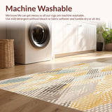 Ultra Soft Area Rug, Non Slip, Stain Resistant, Washable Area Rugs for Living Room, Bedroom, Abstract Rhombus Contemporary Beige Geometric Area(Yellow)