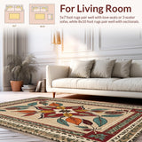 Ultra Soft Area Rug, Non Slip, Stain Resistant, Washable Area Rugs for Living Room, Bedroom, Outdoor-Inspired Small Kitchen Hand-Printed Carpet(Beige)