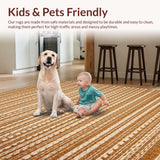 Ultra Soft Area Rug, Non Slip, Stain Resistant, Washable Area Rugs for Living Room, Bedroom, Vibrant Colorful Linear Arrangement(Brown)
