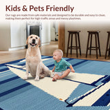 Ultra Soft Area Rug, Non Slip, Stain Resistant, Washable Area Rugs for Living Room, Bedroom, Relaxed Oceanic Sailboat Style(Blue)