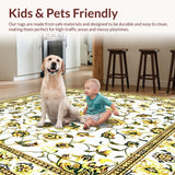 Ultra Soft Area Rug, Non Slip, Stain Resistant, Washable Area Rugs for Living Room, Bedroom, Vintage Beige Yellow Kitchen Area(White)