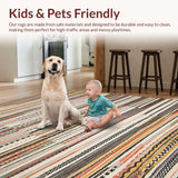 Ultra Soft Area Rug, Non Slip, Stain Resistant, Washable Area Rugs for Living Room, Bedroom, Vibrant Chindi Striped Aesthetic(Orange)