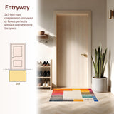 Ultra Soft Area Rug, Non Slip, Stain Resistant, Washable Area Rugs for Living Room, Bedroom, Boho Chic Area with Colorful Rainbow Geometric Shapes for Versatile Style(Orange)