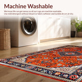 Ultra Soft Area Rug, Non Slip, Stain Resistant, Washable Area Rugs for Living Room, Bedroom, Elegant Warm-Toned Medallion Design(Red)