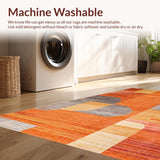 Ultra Soft Area Rug, Non Slip, Stain Resistant, Washable Area Rugs for Living Room, Bedroom, Earthy Toned Modern Artistry(Orange)