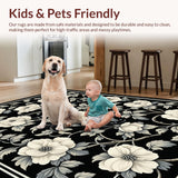 Ultra Soft Area Rug, Non Slip, Stain Resistant, Washable Area Rugs for Living Room, Bedroom, Elegant Earth Tone Aesthetic(Black)