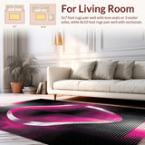Ultra Soft Area Rug, Non Slip, Stain Resistant, Washable Area Rugs for Living Room, Bedroom, Elegant Monochrome Wave Pattern(Pink)