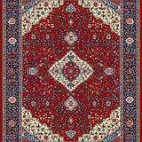 Ultra Soft Area Rug, Non Slip, Stain Resistant, Washable Area Rugs for Living Room, Bedroom, Oriental Beige and Black Dining Area Carpet(Red)