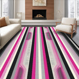 Ultra Soft Area Rug, Non Slip, Stain Resistant, Washable Area Rugs for Living Room, Bedroom, Stylish Black and Pink Patterned Elegance(Black)