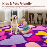 Ultra Soft Area Rug, Non Slip, Stain Resistant, Washable Area Rugs for Living Room, Bedroom, Joyful Heartfelt Decorative Accent(Purple)