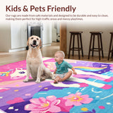Ultra Soft Area Rug, Non Slip, Stain Resistant, Washable Area Rugs for Living Room, Bedroom, Soft Shag Rainbow Dorm Decor Carpet(Pink)