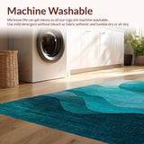 Ultra Soft Area Rug, Non Slip, Stain Resistant, Washable Area Rugs for Living Room, Bedroom, Stylish Round Rug with Fluid Ombre Design in Rich Teal Tones(Blue)
