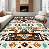 Ultra Soft Area Rug, Non Slip, Stain Resistant, Washable Area Rugs for Living Room, Bedroom, Elegant Southwestern Symmetrical Design(Brown)