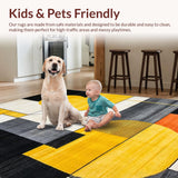 Ultra Soft Area Rug, Non Slip, Stain Resistant, Washable Area Rugs for Living Room, Bedroom, Chic Abstract Textured Aesthetic(Yellow)