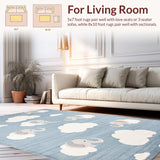 Ultra Soft Area Rug, Non Slip, Stain Resistant, Washable Area Rugs for Living Room, Bedroom, Charming Animal Motif in Grey(Blue)