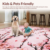 Ultra Soft Area Rug, Non Slip, Stain Resistant, Washable Area Rugs for Living Room, Bedroom, Elegant Watercolor Floral Expression(Pink)