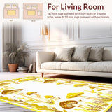 Ultra Soft Area Rug, Non Slip, Stain Resistant, Washable Area Rugs for Living Room, Bedroom, Trendy Cozy Woodland Pattern(Gold)