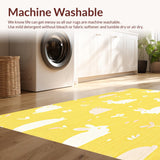 Ultra Soft Area Rug, Non Slip, Stain Resistant, Washable Area Rugs for Living Room, Bedroom, Playful Bunny Print for Small Animal Retreat(Yellow)