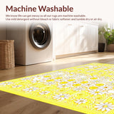 Ultra Soft Area Rug, Non Slip, Stain Resistant, Washable Area Rugs for Living Room, Bedroom, Fresh Floral Accents in Beige(Yellow)