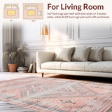 Ultra Soft Area Rug, Non Slip, Stain Resistant, Washable Area Rugs for Living Room, Bedroom, Stylish Vintage-inspired Lattice Theme(Pink)