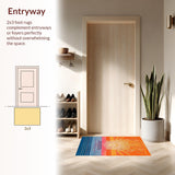 Ultra Soft Area Rug, Non Slip, Stain Resistant, Washable Area Rugs for Living Room, Bedroom, Artistic Round Design with Radiance(Orange)