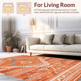 Ultra Soft Area Rug, Non Slip, Stain Resistant, Washable Area Rugs for Living Room, Bedroom, Contemporary Lattice Burnt Sienna Aesthetic(Orange)