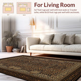 Ultra Soft Area Rug, Non Slip, Stain Resistant, Washable Area Rugs for Living Room, Bedroom, Dynamic Nature Motif Design(Brown)