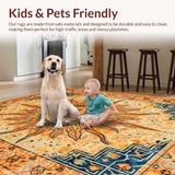 Ultra Soft Area Rug, Non Slip, Stain Resistant, Washable Area Rugs for Living Room, Bedroom, Dynamic Bright Sunray Illustration(Orange)