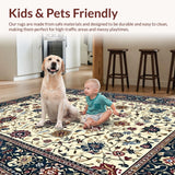 Ultra Soft Area Rug, Non Slip, Stain Resistant, Washable Area Rugs for Living Room, Bedroom, Quaint Neutral Garden Theme(Beige)