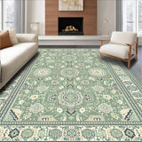 Ultra Soft Area Rug, Non Slip, Stain Resistant, Washable Area Rugs for Living Room, Bedroom, Rustic Soft Sage Floral Design(Green)