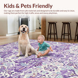 Ultra Soft Area Rug, Non Slip, Stain Resistant, Washable Area Rugs for Living Room, Bedroom, Stylish Modern Lilac Petal Style(Purple)