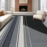 Ultra Soft Area Rug, Non Slip, Stain Resistant, Washable Area Rugs for Living Room, Bedroom, Classic Pinstripe Graphic Rug Showcasing Sleek Alternating Linework Motif(Gray)