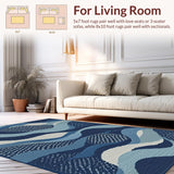 Ultra Soft Area Rug, Non Slip, Stain Resistant, Washable Area Rugs for Living Room, Bedroom, Tropical Coral Geometric Artistry(Blue)