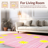 Ultra Soft Area Rug, Non Slip, Stain Resistant, Washable Area Rugs for Living Room, Bedroom, Luxurious Classic Flower Silhouette(Pink)