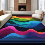 Ultra Soft Area Rug, Non Slip, Stain Resistant, Washable Area Rugs for Living Room, Bedroom, Dynamic Colorful Geometric Aesthetic(Yellow)