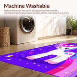 Ultra Soft Area Rug, Non Slip, Stain Resistant, Washable Area Rugs for Living Room, Bedroom, Playful Kawaii Rainbow Dreamscape(Purple)
