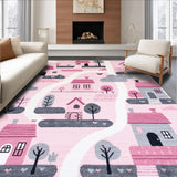 Ultra Soft Area Rug, Non Slip, Stain Resistant, Washable Area Rugs for Living Room, Bedroom, Stylish Soft-Toned Fantasy Layout(Pink)