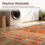 Ultra Soft Area Rug, Non Slip, Stain Resistant, Washable Area Rugs for Living Room, Bedroom, Radiant Earth Tones Abstract Design(Orange)