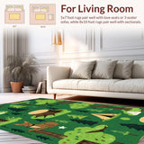 Ultra Soft Area Rug, Non Slip, Stain Resistant, Washable Area Rugs for Living Room, Bedroom, Dynamic Scenic Mountain Landscape(Green)