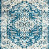 Ultra Soft Area Rug, Non Slip, Stain Resistant, Washable Area Rugs for Living Room, Bedroom, Modern Distressed Diamond Composition(Blue)