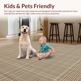 Ultra Soft Area Rug, Non Slip, Stain Resistant, Washable Area Rugs for Living Room, Bedroom, Stylish Vintage Striped Arrangement(Brown)