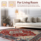 Ultra Soft Area Rug, Non Slip, Stain Resistant, Washable Area Rugs for Living Room, Bedroom, Elegant Ogee Pattern Aesthetic(Red)