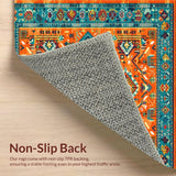 Ultra Soft Area Rug, Non Slip, Stain Resistant, Washable Area Rugs for Living Room, Bedroom, Eclectic Vintage Geometric Textures(Orange)