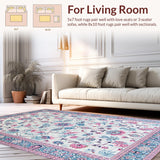 Ultra Soft Area Rug, Non Slip, Stain Resistant, Washable Area Rugs for Living Room, Bedroom, Classic Coastal Pattern Harmony(White)