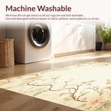 Ultra Soft Area Rug, Non Slip, Stain Resistant, Washable Area Rugs for Living Room, Bedroom, Beige Floral Entry Ultra Indoor Small(Beige)