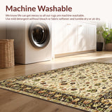 Ultra Soft Area Rug, Non Slip, Stain Resistant, Washable Area Rugs for Living Room, Bedroom, Chic Warm Tones Floral Arrangement(Beige)